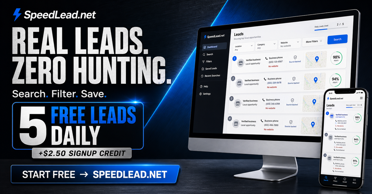 SpeedLead no-website business lead search